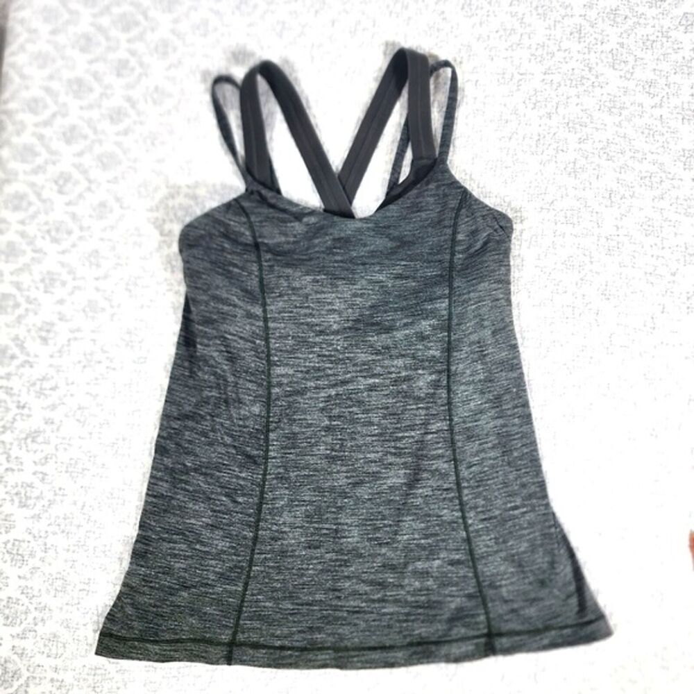 Lululemon Run for the Gold Tank Heathered Gator Green/Deep Camo Size 8